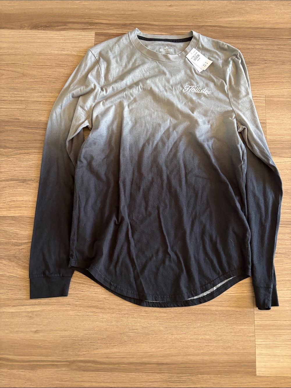 Hollister Men’s Long Sleeve Ombre Crewneck Shirt - Light Gray to Black